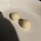 耳边铛381法式 复古米白色圆形几何耳环树脂耳钉要925银针耳饰耳夹