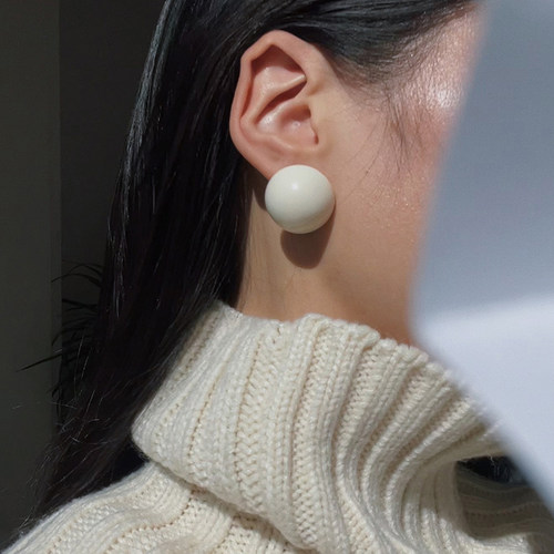 彩色半圆球耳环耳边铛树脂法式女