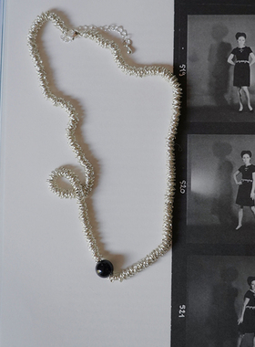 耳边铛180ins博主同款银色碎银子黑色项链女轻奢小众气质颈链