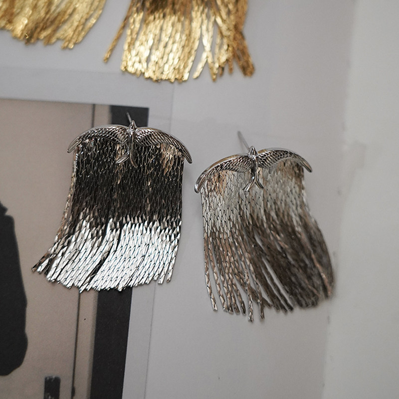 耳边铛195宋佳同款飞鸟流苏短款耳环女气质高级感耳钉耳饰耳夹,饰品/流行首饰/时尚饰品新,耳环,淘宝优惠券,粉丝福利购,淘宝优惠卷