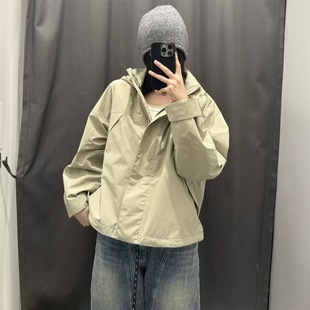 日单 女装防风立领茄克/外套夹克冲锋衣休闲宽松连帽短上衣484709