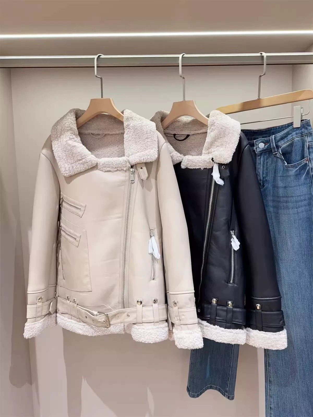 出k单！加厚加绒宽松百搭皮毛一体羊羔毛机车服麂皮绒夹克外套女