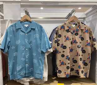 日单 夏季男女装吉卜力印花短袖衬衫衬衣473565/474151/474152