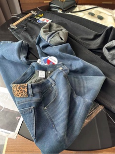 直筒加厚加绒植绒牛仔裤 保暖舒适王炸款 型巨好显瘦窄版 版 女 冬季