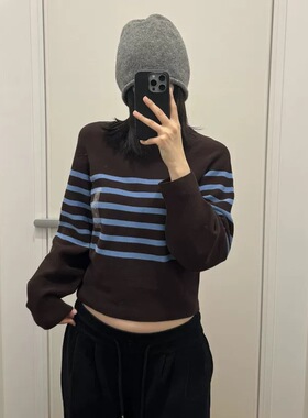 日单 2026年春季女装棉质休闲显瘦圆领条纹针织衫/毛衣毛衫484504