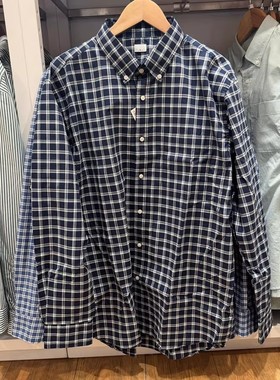 日单 男女同款  春夏纯棉长绒棉格子衬衫长袖衬衣476014/476016