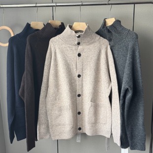 日单 情侣款 男装女装舒芙蕾针织开衫毛衣2025秋冬宽松外套480023