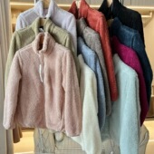 立领长绒摇粒绒拉链茄克夹克外套 2025年秋冬女装 日单 多巴胺穿搭