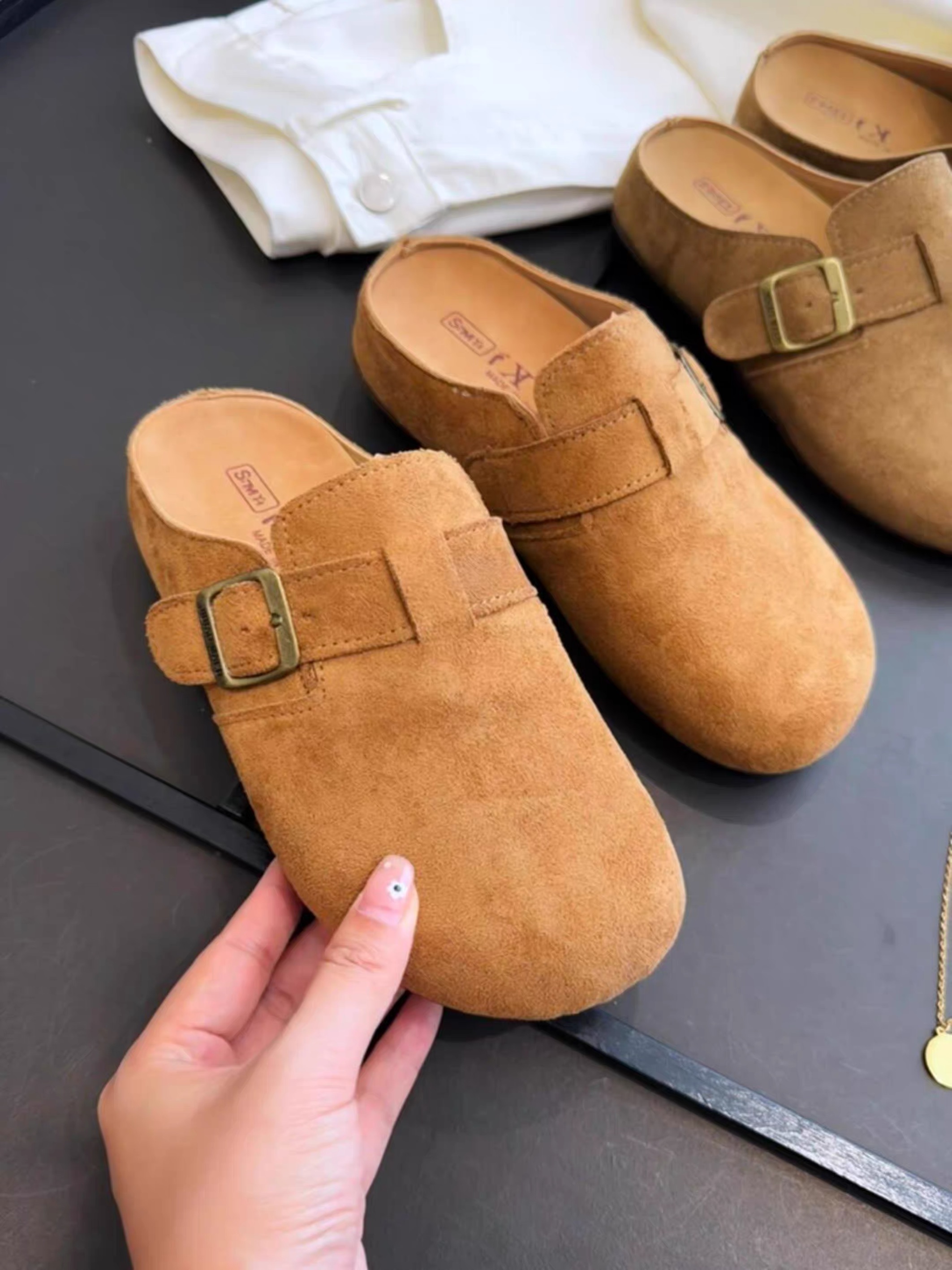 大厂订单 2025新款厚底勃肯鞋女外穿百搭一脚蹬懒人包头半拖鞋女