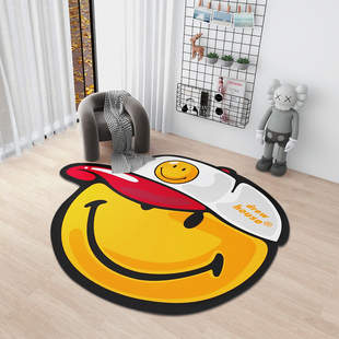 原创潮牌笑脸地毯drew house家用房间卧室沙发毯家用衣帽间床边垫