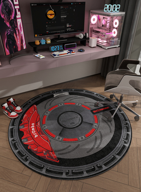 原创Bearbrick潮酷机车红色卡钳地毯汽车摩托圆形客厅卧室床边垫