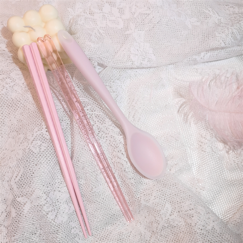 筷勺套装高颜值便携收纳盒透明筷子硅胶勺子耐高温上班族外带单人