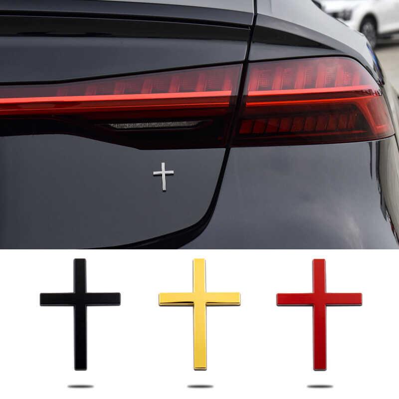 十字架车标汽车3D立体改装金属车贴电动摩托车身十字标车贴尾箱贴