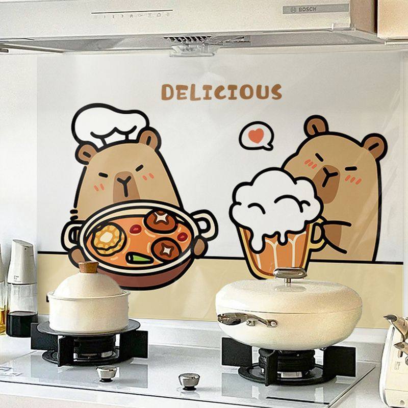 卡皮巴拉厨房防油贴纸灶台墙面壁纸保护膜自粘墙纸防火防水耐高温,家居饰品,瓷砖贴,淘宝优惠券,粉丝福利购,淘宝优惠卷