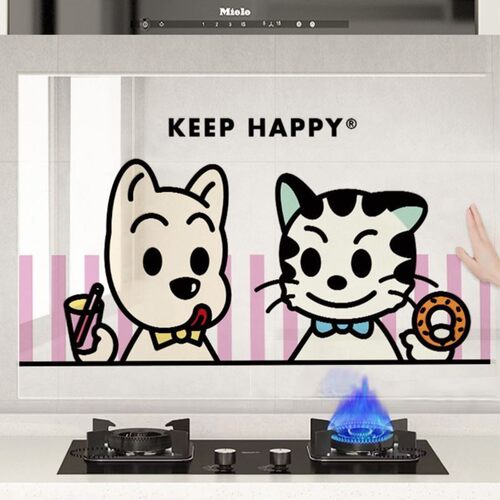 ins原田治厨房贴纸灶台橱柜墙面耐高温贴画防水防油自粘装饰墙纸