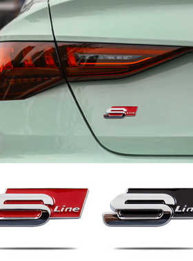 奥迪Sline叶子板侧标A3A4LA6LQ3Q5A5中网标金属车标尾标装饰车贴