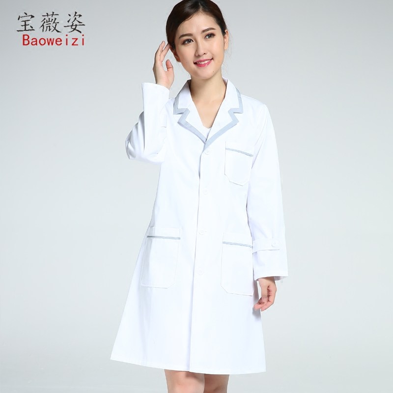 韩版男医师白大褂短袖长袖女医生