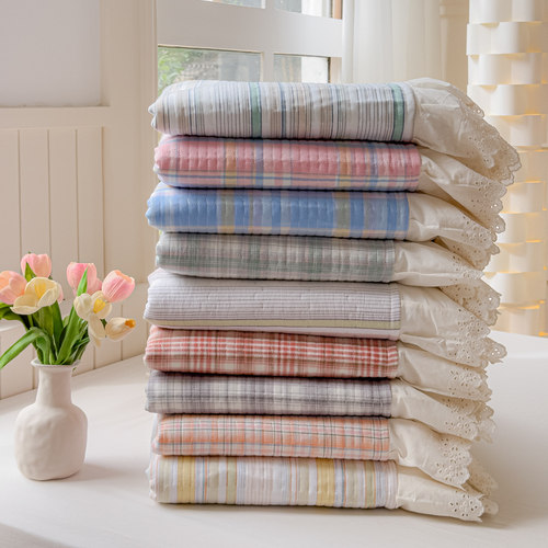 A类法式全棉色织水洗棉床盖