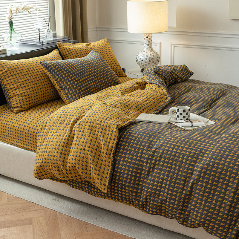 无印良品A类双层纱全棉被套单件 高级感轻奢裸睡纯棉纱床单四件套