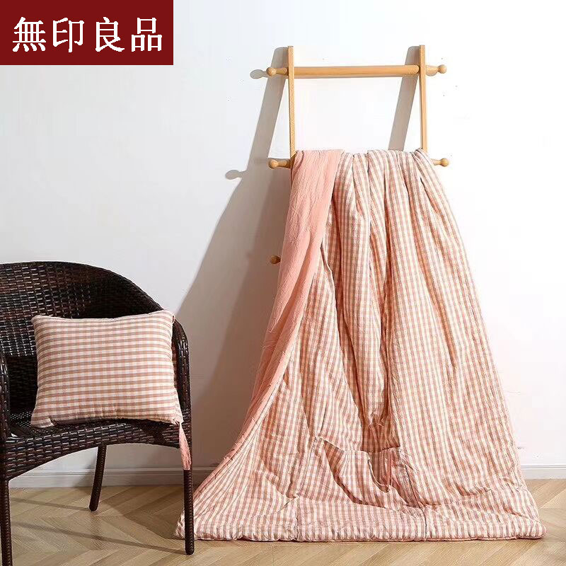 无印水洗棉抱枕被两用午睡