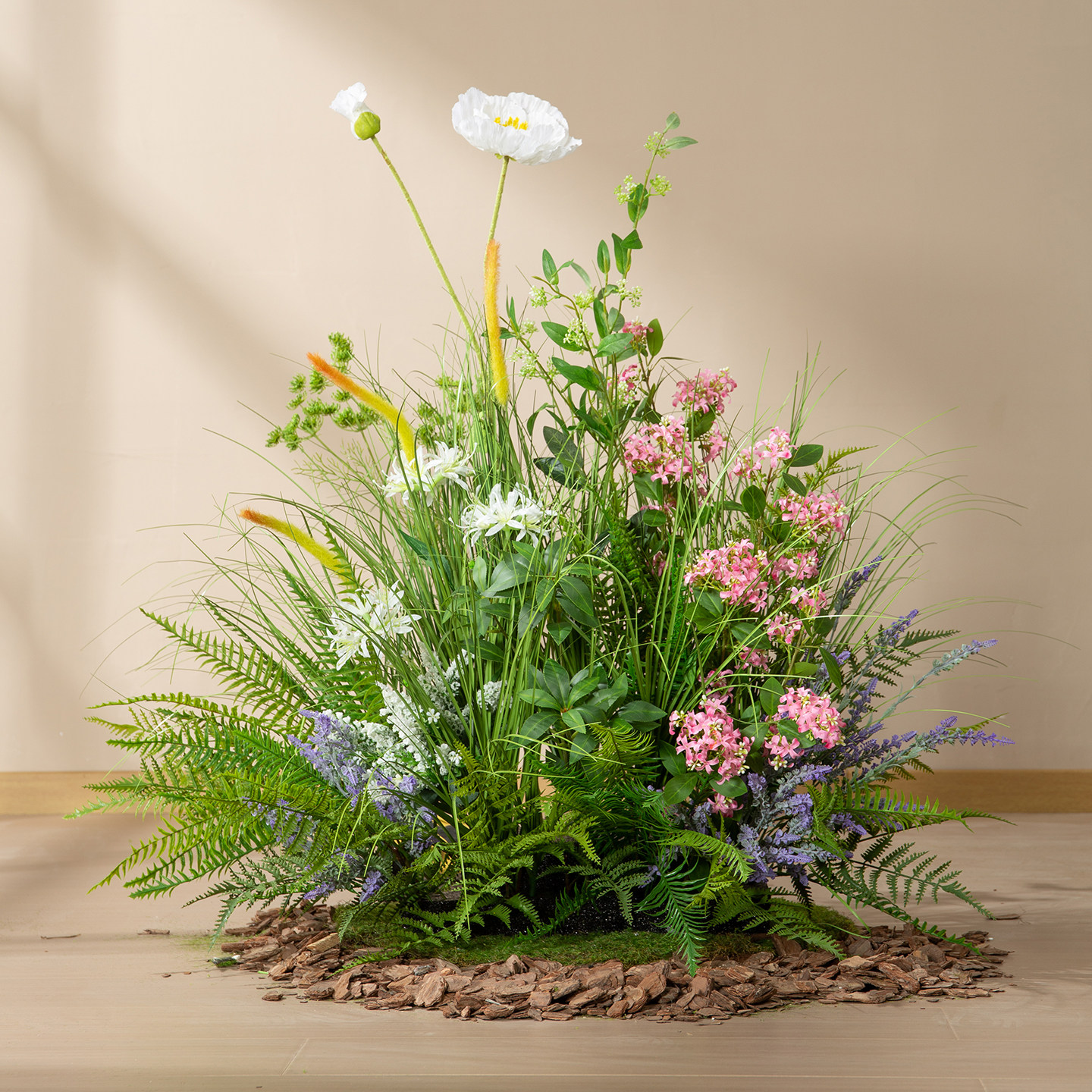 仿真花高级感逼真仿生芦苇花丛软装办公室餐厅角落花槽野草景观