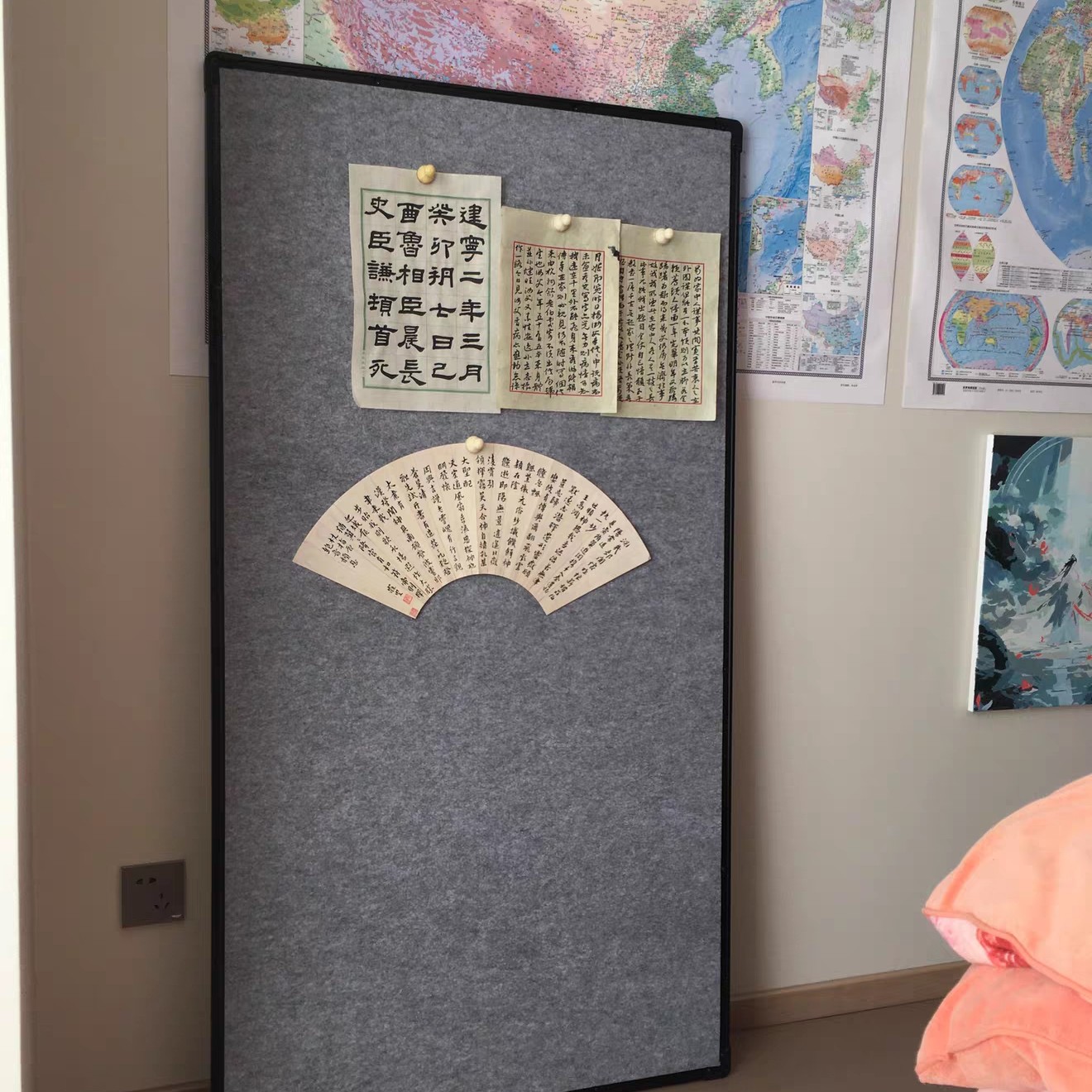 可移动国画吸力书画书法教学磁性毛毡画板展示作品挂画磁力铁皮墙