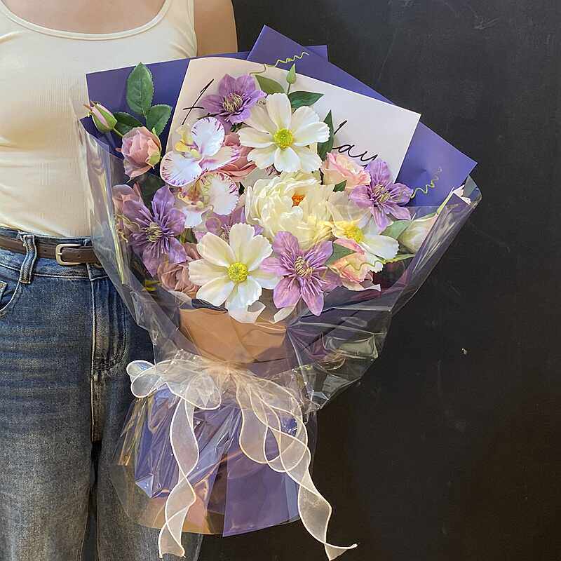 毕业手捧花拍照假花道具交车年会仿真花束大颁奖母亲节女生日礼物