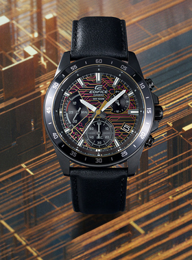 卡西欧手表男式EDIFICE时尚黑色皮带商务防水电子石英表EFV540CL