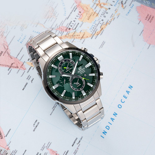 卡西欧男士指针地球表盘商务手表