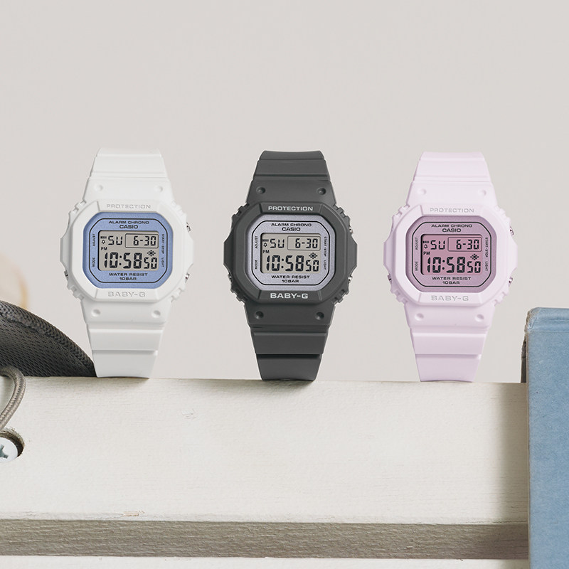 卡西欧女生手表BABYG初中生休闲复古小方块运动石英表BGD-565SC