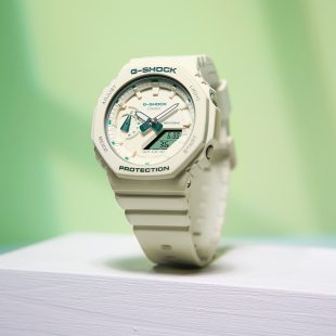 卡西欧初中生手表女G-SHOCK八角薄荷绿运动防水电子表GMA-S2100