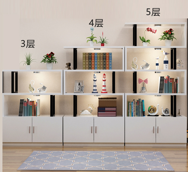 简易书柜书架产品展示柜化妆品展柜客厅隔断柜置物架落地简约现代