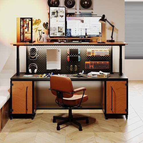 设计师专用电动升降桌办公学习铝型材电脑书桌双层游戏电竞工作台