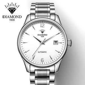 上海钻石牌手表男全自动机械表男表精钢日历防水简约机械表 3130