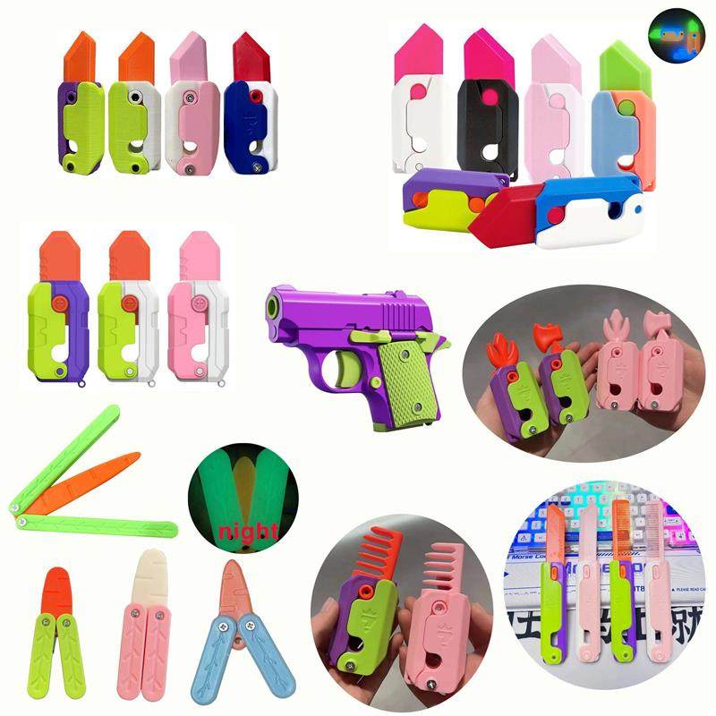 Explosive 3D Printing Plastic Carrot Gravity Knife Fidget