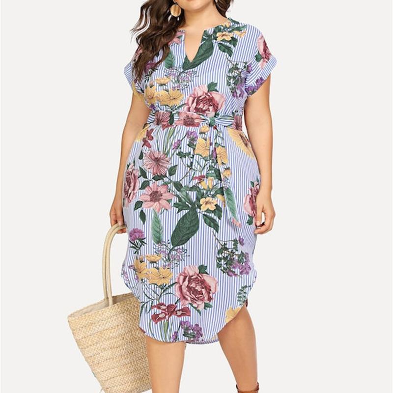 women dress big size L-4XL fashion print  fat ladies skirt