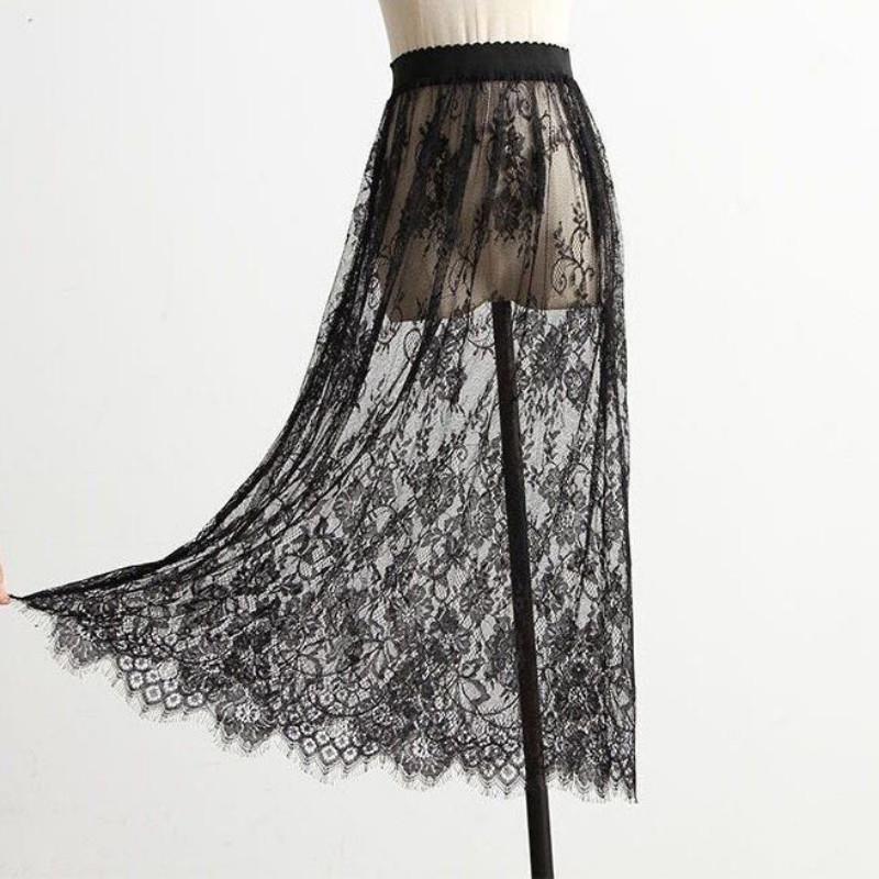 Single layer mesh lace bottom skirt   女士单层网纱蕾丝打底裙