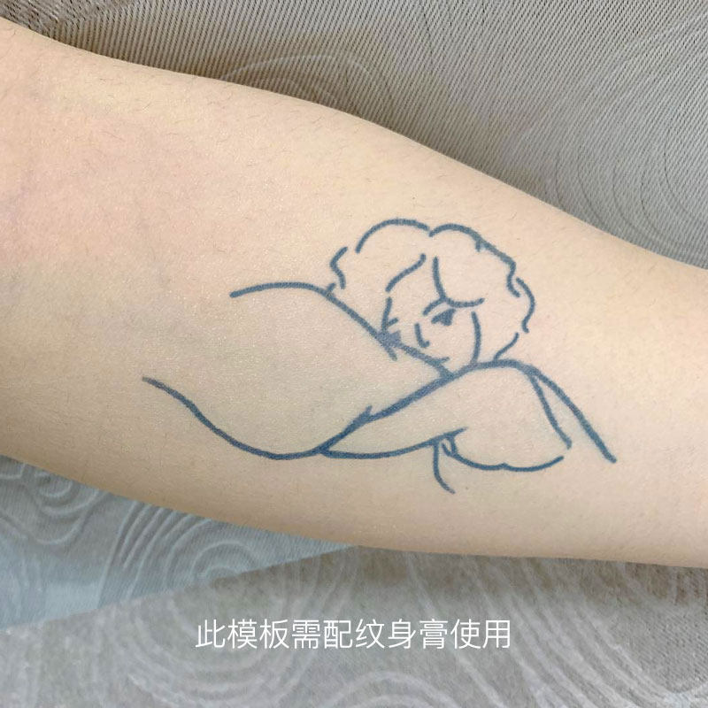 即墨蓝轻文身 果汁纹身模板 原创ins文艺少女简笔画纹身4.5x7.5cm