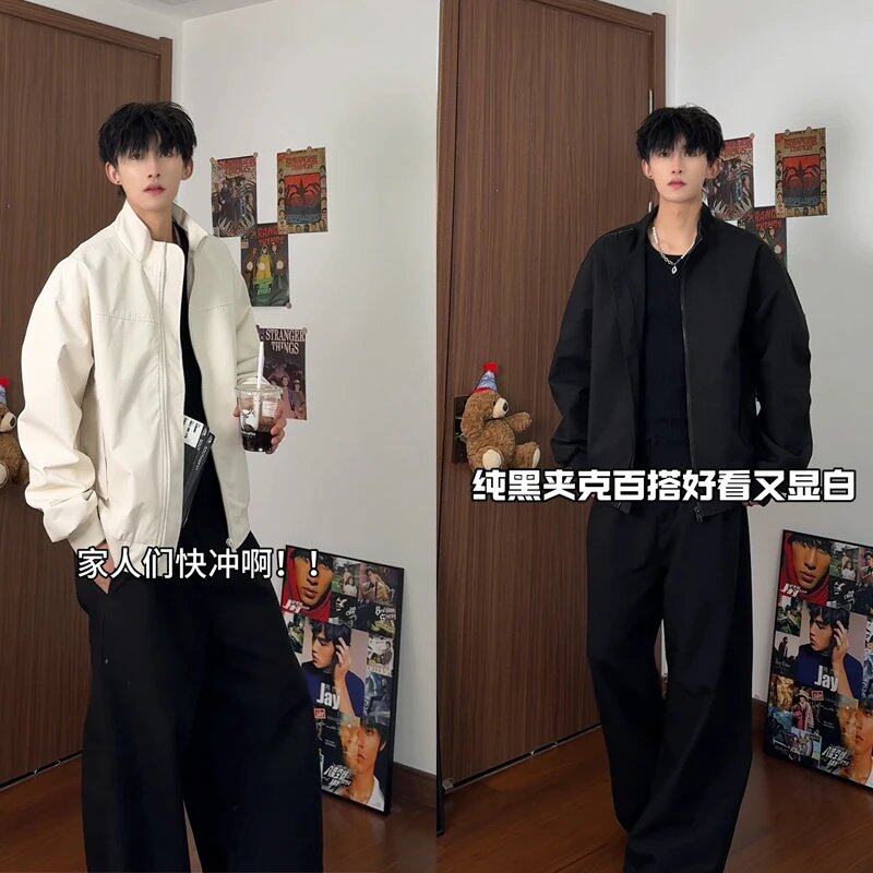 立领黑色夹克男2025春季bomber潮牌棒球服简约欧若风外套男款