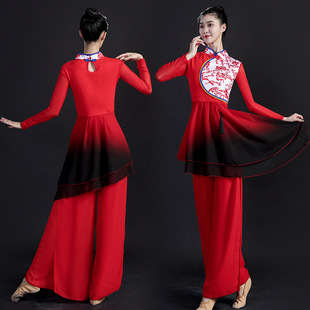新款 跳舞裙灯笼裤 套装 秧歌舞蹈短袖 演出服2401 女秋冬装 广场舞服装
