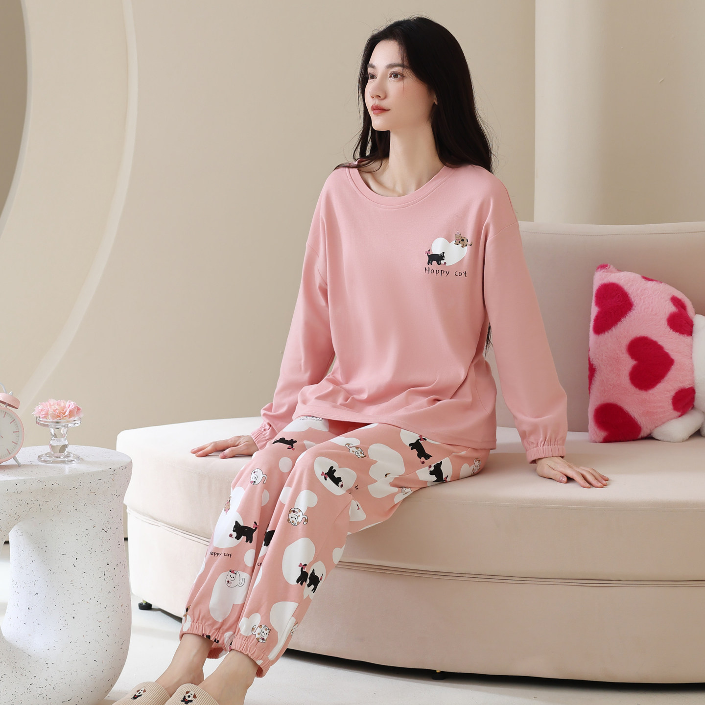 100%纯棉加厚睡衣女新款可外穿