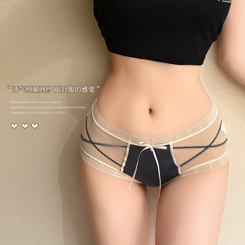 粘贴美丽'轻奢缎面蕾丝内裤女生纯欲性感舒适桑蚕丝抑菌三角裤女,女士内衣/男士内衣/家居服,男三角内裤,淘宝优惠券,粉丝福利购,淘宝优惠卷