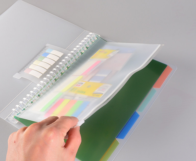 26 홀 루스 리프 지퍼 백 투명 플라스틱 페이징 종이 세트 루스 리프 북 액세서리 학생 문구