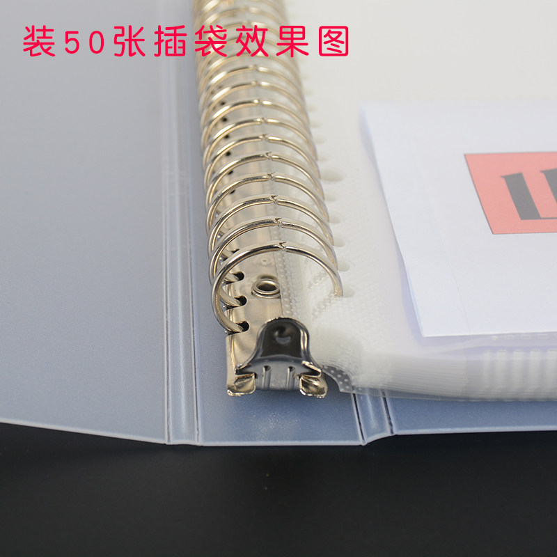 A4 B5 A5 투명 2 그리드 고화질 루스 리프 투명 포켓 북 2 그리드 파일 가방 컬러 종이 카드 보관 6 인치