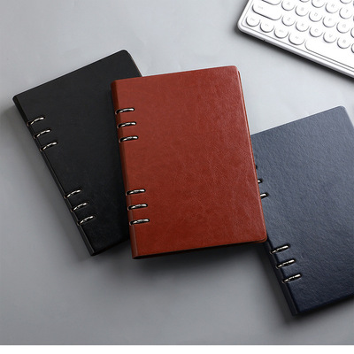 镂空九孔皮面活页本商务备注栏