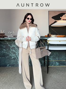 奶茶热可可-长绒棉天丝混纺 老钱感大地色四面弹加绒直筒牛仔裤