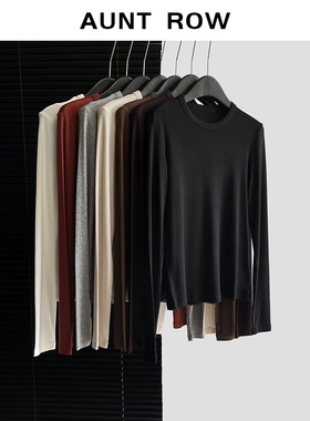 AuntRow24FW 糯米糍2.0 零压感羊毛天丝&圆领修身打底