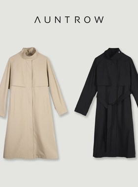 “英伦感” 100棉里布×定制纤维 设计感高智简约长款系带风衣