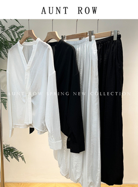 AuntRow SS 西西里盐雾 天丝人棉混纺&法式优雅纽结肌理感套装