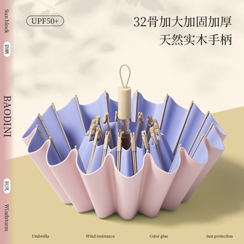 宝迪妮晴雨双人加固折叠16骨抗风彩胶防紫外线防晒伞遮阳太阳伞图片